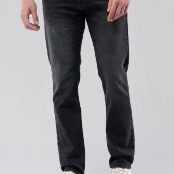 Hollister Jeans Mens Black Wash Hollister Slim Straight Jeans